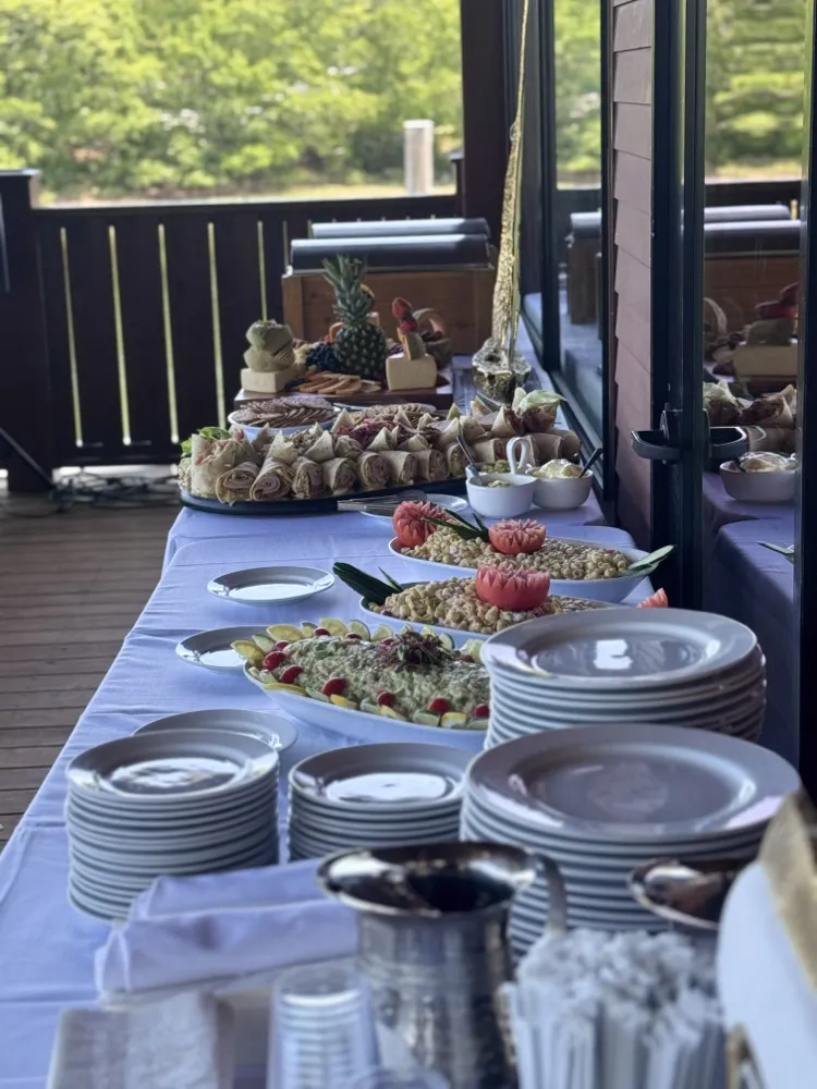 Catering buffet spread at Warren's Harborview